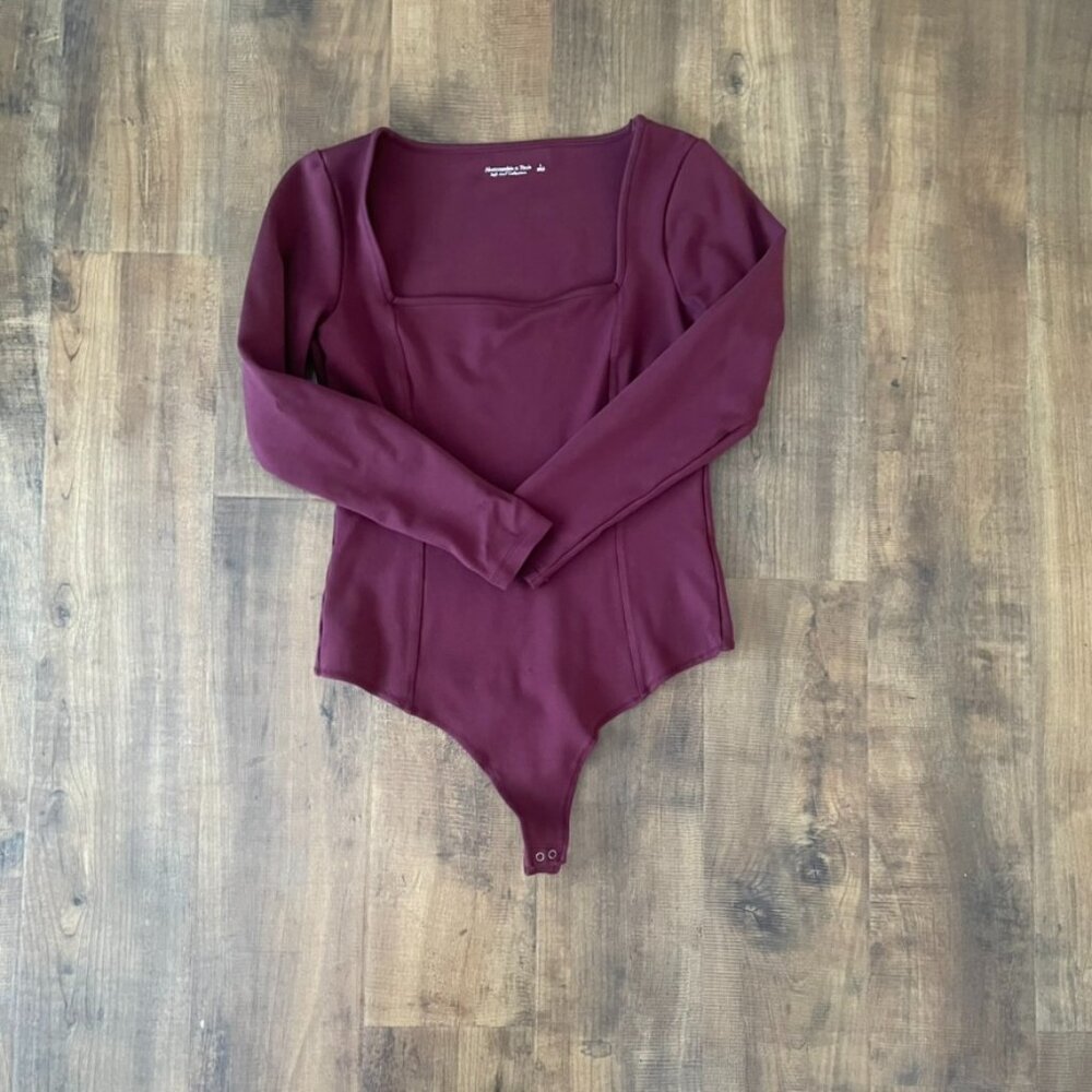 Abercrombie Soft‎ A&F Collection Burgundy Long Sleeve Bodysuit